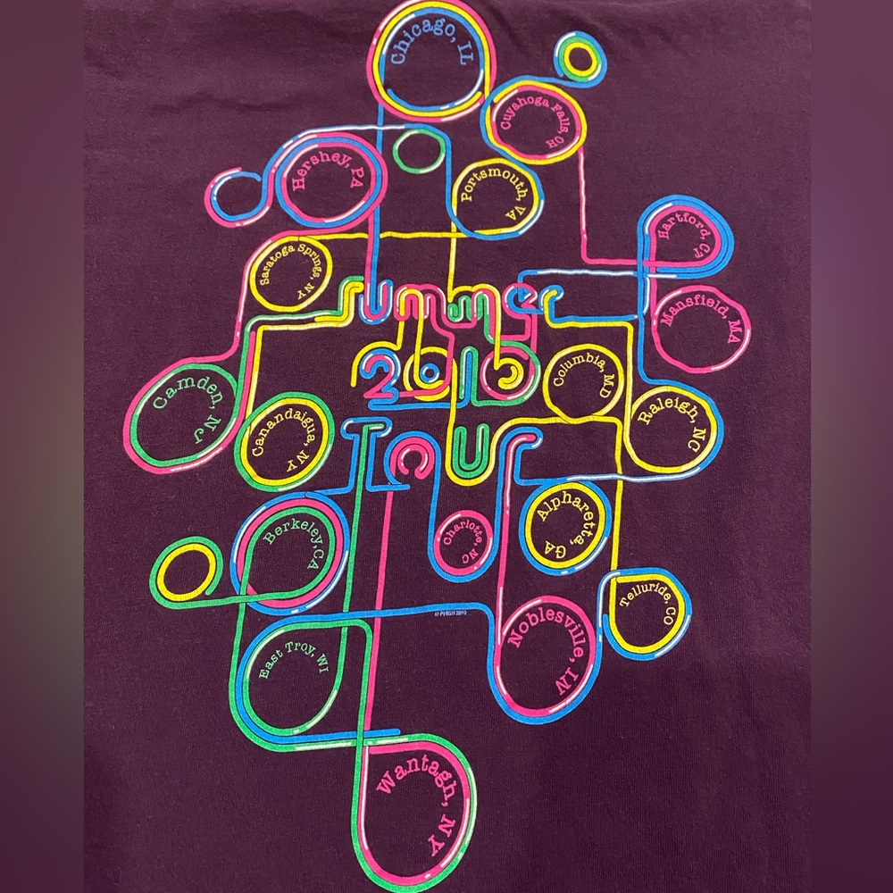 Phish 2010 Summer Tour Concert T Shirt Purple Graphic Print Tee S Small - Picture 6 of 7